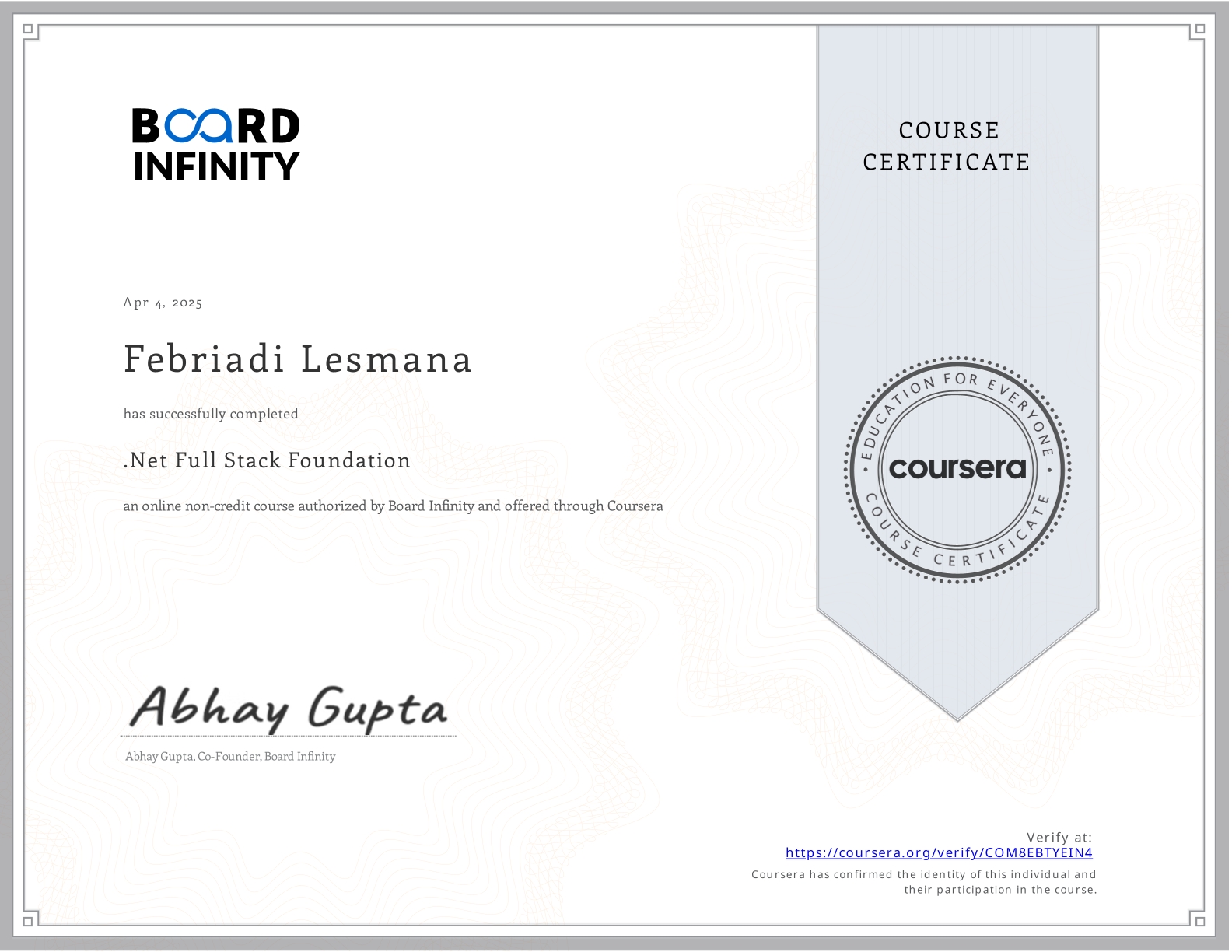 Certificate of Achievement